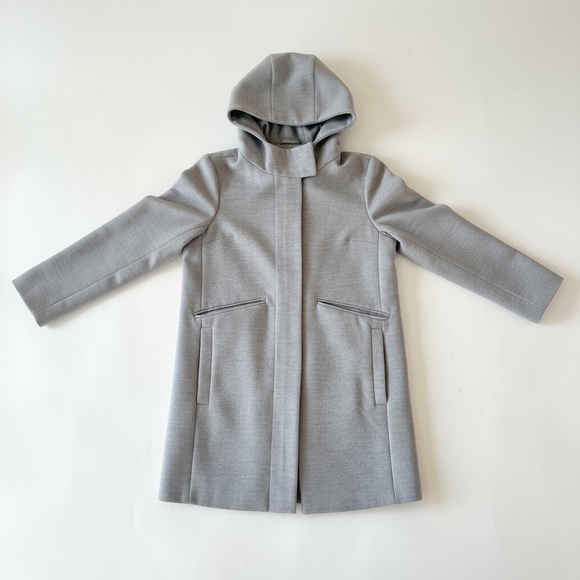 ASOS Petite Gray Slim Hooded Coat with Zip Front | Womens US 4 (Petite) - Picture 5 of 11